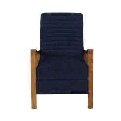 Munro Channel Stitch Pushback Recliner By Christopher Knight Home - Teak + Navy Blue