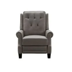 Abbyson Clemson Top Grain Leather Pushback Recliner - Grey -Baxton Acme Shop 8dc46026 40eb 4419 a99c 879f019fb9b8