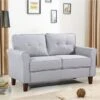 Kouchouk 54.5'' Linen Flared Arm Loveseat - Light Grey -Baxton Acme Shop 8e059e34 c0aa 42cb bc2d b7b88ccac4af
