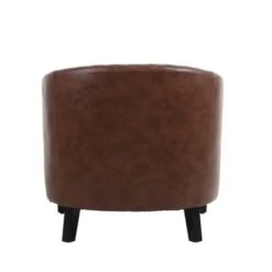 Mid-century Modern Nailhead Accent PU Barrel Chair. - White -Baxton Acme Shop 8eb487f5 69c5 423d 9860 0d0b004c8ba0