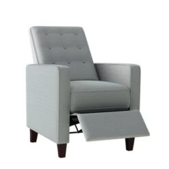 Copper Grove Linen Button Tufted Push Back Recline - Heather Grey