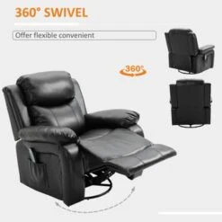 HOMCOM PU Leather Massage Recliner Chair, Swivel Rocker Sofa With Remote Control, Footrest, Padded Seat For Living Room - Black -Baxton Acme Shop 8f08ac63 ca89 4694 81df 5120819c4fd3