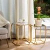 Glitzhome Set Of 2 Glam Glass Modern Side Table Sofa Table - Octagon-Gold -Baxton Acme Shop 9004daf7 c25e 4dd5 9ec4 a80eacd47176