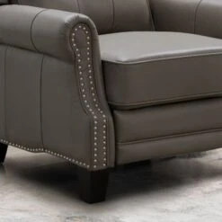 Abbyson Clemson Top Grain Leather Pushback Recliner - Grey -Baxton Acme Shop 90e61380 aaf0 489e bc6e d9dbfe77aa23