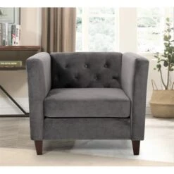 Lisette 33.1'' Velvet Square Arm Chair - Black -Baxton Acme Shop 914b26dc 8608 46ee a608 7b536bffa9f4