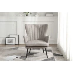 Jenson Accent Chair With Fabric And Grey Legs - Oatmeal -Baxton Acme Shop 9151c6c3 c57b 4703 9457 e569469823c4