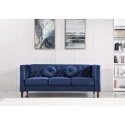 Fancher Kittleson Classic Chesterfield Sofa - Dark Blue