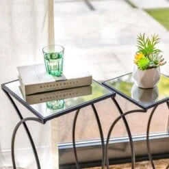 Glitzhome Set Of 2 Glam Glass Modern Side Table Sofa Table - Square-Silver -Baxton Acme Shop 91d7f0e4 e867 4eff 9c86 4c5bc71b2a4e