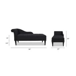 Harrison Tufted Roll Arm Chaise Lounge - Jet Black Woven -Baxton Acme Shop 91dfb7a4 d181 42c9 992c 69b2b840671d
