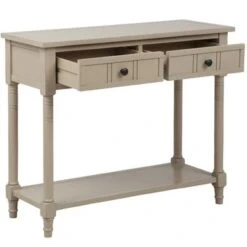 Daisy Series Console Table Traditional Design With Two Drawers And Bottom Shelf Acacia Mangium - Ivory -Baxton Acme Shop 926083a3 6d10 42fc 9703 088a61f2fea2