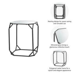 Glitzhome Modern Metal Glass Accent Table Nesting Side Table(Set Of 2) - Octagon-Black -Baxton Acme Shop 93a89f1e 4e50 4a5c a5e7 8bf6665a0f8a