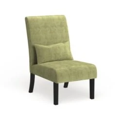 Porch & Den Vista Armless Chenille Accent Chair W/ Kidney Pillow - Red -Baxton Acme Shop 93c4144d 0950 4c05 a4a3 04dcb7bf425e