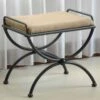 Cambridge Iron Vanity Bench With Cushion - Java -Baxton Acme Shop 9401e4ef 1f83 4ee4 8286 990c16283e43