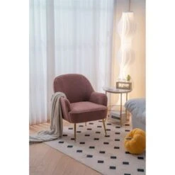 Modern Soft Teddy Fabric Accent Chair Living Room Chair - 26.26*31.3INCH - Brown -Baxton Acme Shop 94397f27 0726 4091 9cb8 286d3ecdb1e5