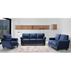Ramos Nailhead Velvet 3-Piece Set-Loveseat Sofa And Chair - Green -Baxton Acme Shop 95b7197a 2e93 4e3e a392 4da4b8f2e2a1