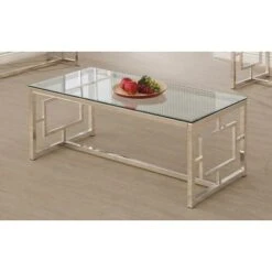 Rectangle Glass Top Coffee Table Nickel