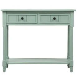Daisy Series Console Table Traditional Design With Two Drawers And Bottom Shelf Acacia Mangium - Ivory -Baxton Acme Shop 96b351d8 e8cc 45df b92a f32553f11564