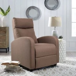 Fabric Recliner Chair Massage Recliner Sofa Chair Adjustable Reclining Chairs Home Theater Single Modern - Brown -Baxton Acme Shop 984ae3e5 d6fb 45f3 a56d daa53f72e478