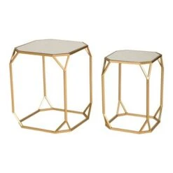 Glitzhome Set Of 2 Glam Glass Modern Side Table Sofa Table - Square-Silver -Baxton Acme Shop 998d3c8b 13a3 4e51 a2a4 3883335b6ceb