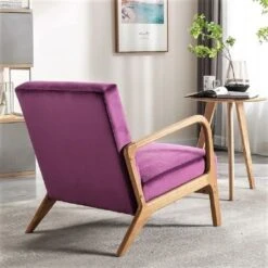Kreindy Velvet/ Wood Mid-century Modern Armchair - Purple -Baxton Acme Shop 99b9691c 9378 4840 b930 7dedda0d14ad