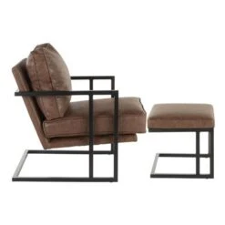 Roman Industrial Faux Leather Lounge Chair & Ottoman Set - N/A - Grey -Baxton Acme Shop 99bbff5b dd99 457f 8291 3ecd9f1a2ed0