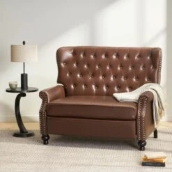 Trillium Faux Leather Oversized Recliner With Nailhead Trim By Christopher Knight Home - Espresso/ Cognac -Baxton Acme Shop 9a175d72 6bf8 4877 b754 c9417f4bd35a
