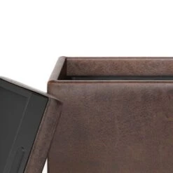 WYNDENHALL Townsend 17 Inch Wide Contemporary Square Storage Ottoman - Distressed Saddle Brown -Baxton Acme Shop 9a2fc4e6 d773 4cca 8adb fc93739ff434