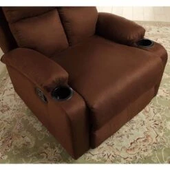 Velvet Upholstered Recliner With Armrest - Beige -Baxton Acme Shop 9a2fdf5f 6533 4f0c bc5a 7871ccf2d01d