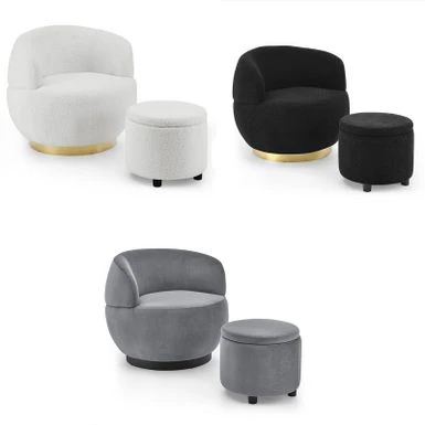 Swivel Barrel Chair With Storage Ottoman - Grey 4 Swivel Barrel Chair With Storage Ottoman - Grey - Image 2