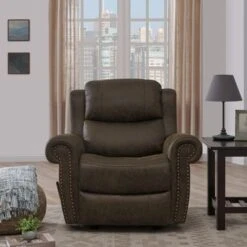 Copper Grove Dilsen Extra Large Rolled Arm Rocker Recliner Chair - Saddle Brown -Baxton Acme Shop 9b77c226 eaef 4c39 b1a3 842a8bb3dd11