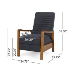 Munro Channel Stitch Pushback Recliner By Christopher Knight Home - Teak + Navy Blue -Baxton Acme Shop 9b7da398 1c22 413d a3ec 5f5674e353e7