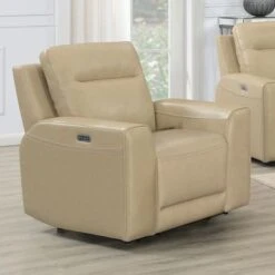 Copper Grove Dayton Top Grain Leather Power Reclining Chair - Sand