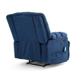 Coosa Indoor Pillow Tufted Massage Recliner By Christopher Knight Home - Black + Navy Blue -Baxton Acme Shop 9cc4a03e 5c3f 4f1c 992e 2ab9e03d95f7