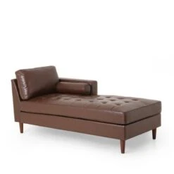 Malinta Contemporary Tufted Chaise Lounge By Christopher Knight Home - 66.75" L X 31.50" W X 33.00" H - Dark Brown + Espresso -Baxton Acme Shop 9d026759 54cc 4cbe b1b1 4aced596712e