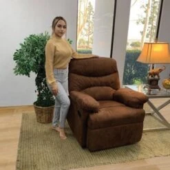 Copper Grove Brettenham Plush Chocolate Microfiber Recliner Chair - Chocolate -Baxton Acme Shop a04da3a3 0f62 40a6 ab56 833a21a30d7c