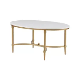 Cosette White/Gold Oval Coffee Table -Baxton Acme Shop a1048707 be16 4557 bb48 3f1e6f4cf37d