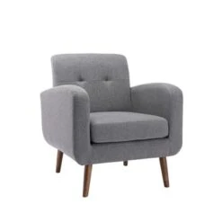 Porthos Home Suri Accent Chair, Fabric Or PU Upholstery, Rubberwood Legs - Blue Fabric -Baxton Acme Shop a1314822 4fe9 49c3 ba99 51d4925b5f75