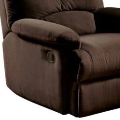 Fabric Upholstered Metal Glider Recliner With Pull Out Handle, Brown -Baxton Acme Shop a17dd728 68db 459d 9fdd 947da4279ee1