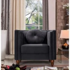 Angie Classic Kittleson Chesterfield 2-Piece Set-Chair & Sofa - Ivory -Baxton Acme Shop a1bb0296 0c28 4699 8946 a385430cfb5f