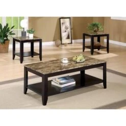 3-piece Occasional Table Set With Shelf Cappuccino