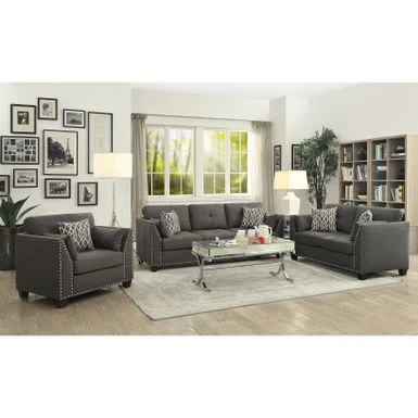 ACME Laurissa Chair W/3 Pillows, Light Charcoal Linen 3 ACME Laurissa Chair W/3 Pillows, Light Charcoal Linen