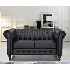 Brooks Classic Chesterfield 2-Piece Living Room Set-Loveseat & Sofa - Dark Blue -Baxton Acme Shop a2674517 d8a5 4e22 9d90 64a6f89f9a8c