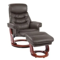 Copper Grove Noumea Leather Recliner And Ottoman - Brown