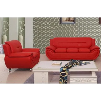 Michael Segura Modern Upholstered Sofa And Chair Living Room Set - Red 3 Michael Segura Modern Upholstered Sofa And Chair Living Room Set - Red