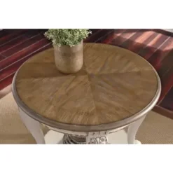 White/Brown Realyn Round End Table -Baxton Acme Shop a35c7606 2e5b 4737 8261 f43fd34e5b13