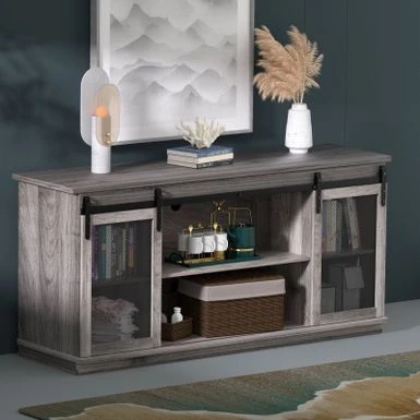 TV Stand 2 -shelf For TVs 32'' Up To 65'',Barn Door,Adjustable Shelf,Larger Storage Space - Espresso 12 TV Stand 2 -shelf For TVs 32'' Up To 65'',Barn Door,Adjustable Shelf,Larger Storage Space - Espresso - Image 10