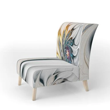 Designart 'White Stained Glass Floral' Upholstered Floral Accent Chair - Side Chairs 5 Designart 'White Stained Glass Floral' Upholstered Floral Accent Chair - Side Chairs - Image 3