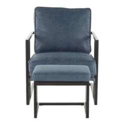 Roman Industrial Faux Leather Lounge Chair & Ottoman Set - N/A - Grey -Baxton Acme Shop a4a7bb60 b2cf 4383 9afd a1dd66b4d645