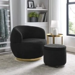 Swivel Barrel Chair With Storage Ottoman - Grey 40 Swivel Barrel Chair With Storage Ottoman - Grey -Baxton Acme Shop a4f9bb41 3c8a 44e9 a504 51d5e4151969