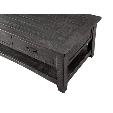 Wooden Coffee Table With Two Spacious Drawers, Gray - Wood 6 Wooden Coffee Table With Two Spacious Drawers, Gray - Wood - Image 4